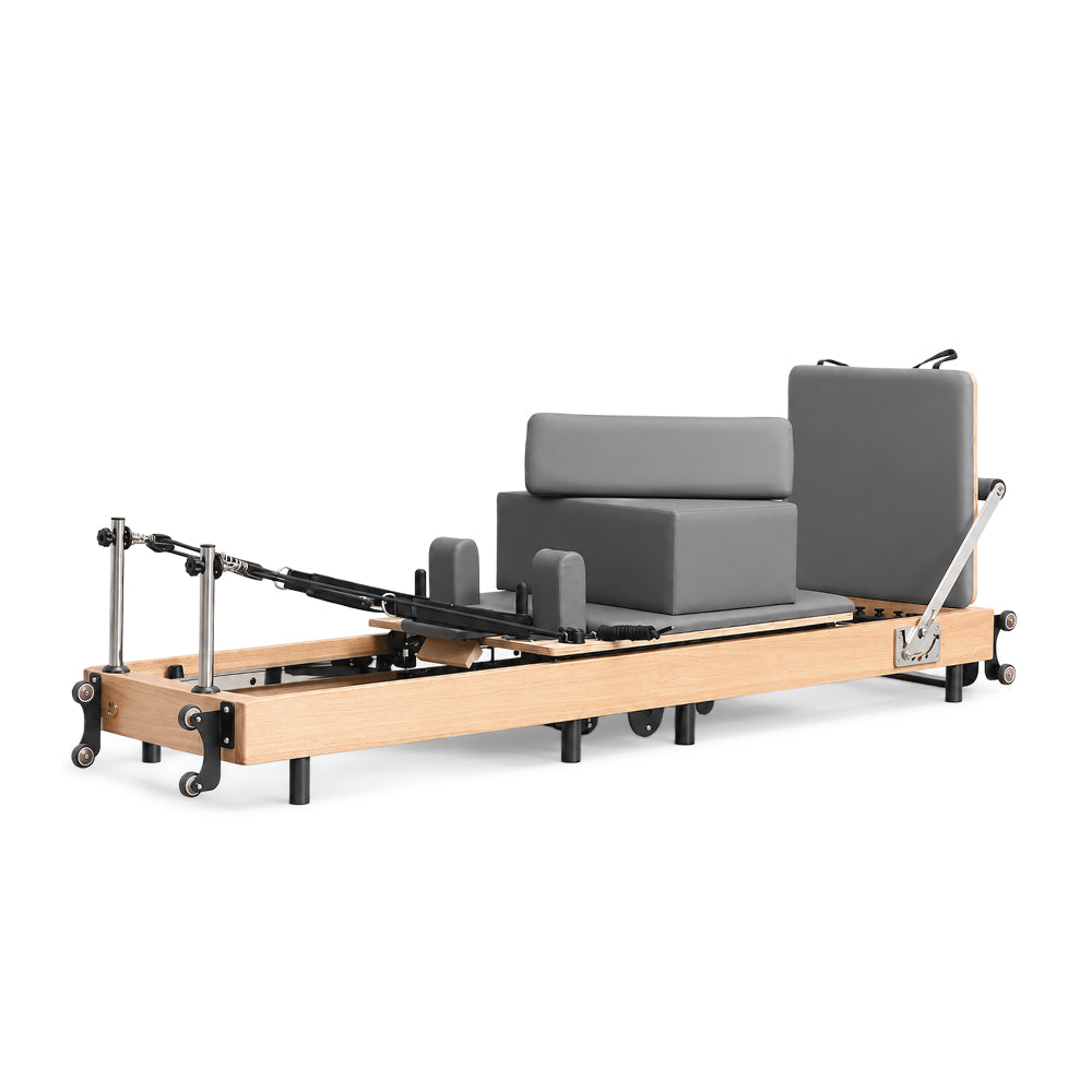 Aura Foldable Pilates Reformer for Home Studio, Oak Wood, 6 Springs
