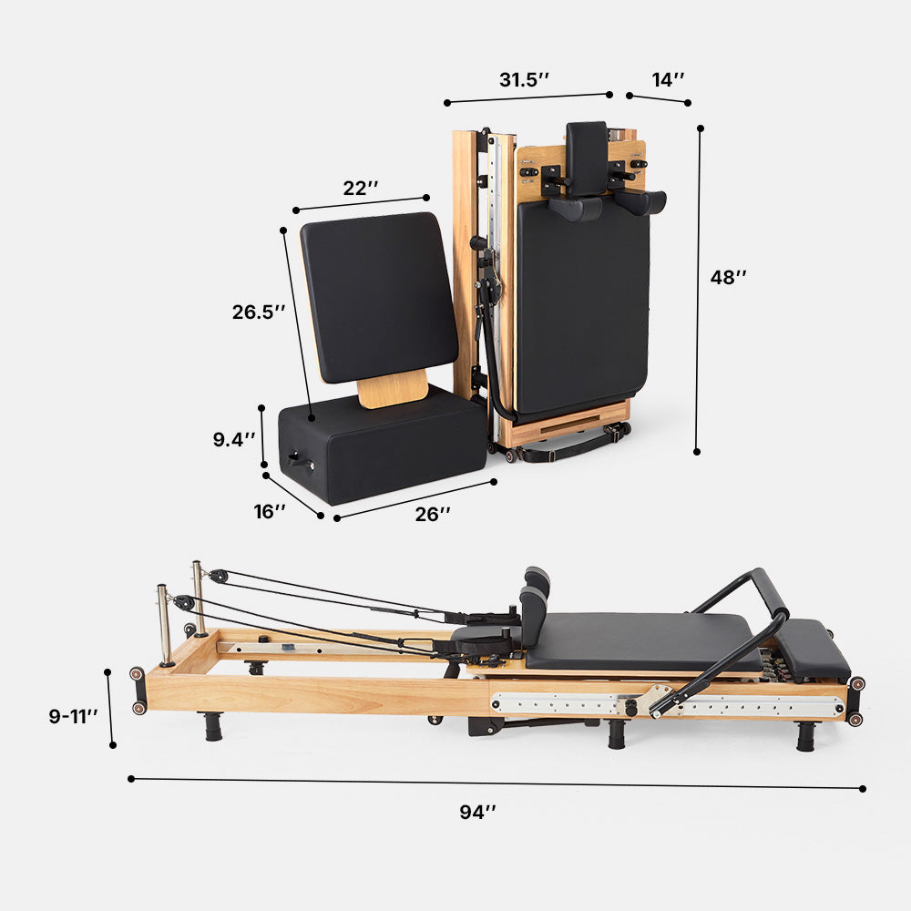 Prime Adjustable Wooden Foldable Pilates Reformer