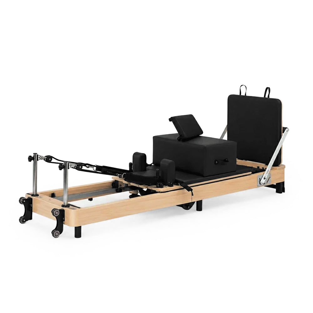 Aura Foldable Pilates Reformer for Home Studio, Oak Wood, 6 Springs