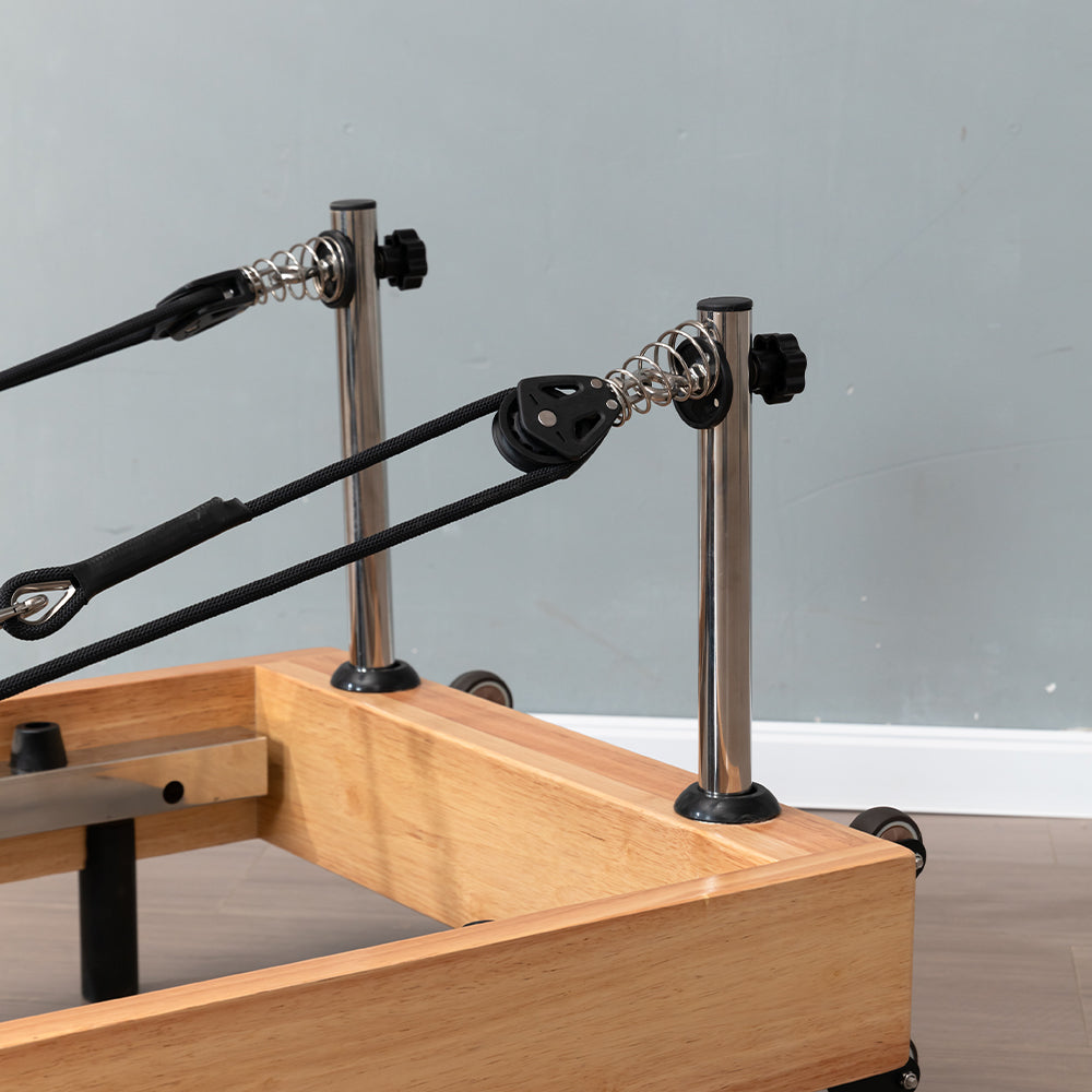 Aura Foldable Pilates Reformer for Home Studio, Oak Wood, 6 Springs
