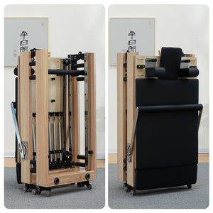 Aura Foldable Pilates Reformer for Home Studio, Oak Wood, 6 Springs